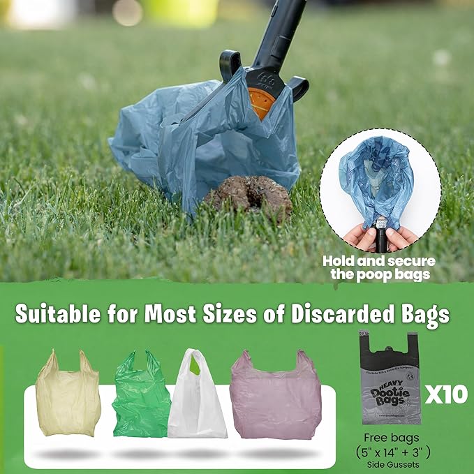 GoGo Stik XP Consumer Reports #1 Rated Ergonomic Scooper 2023-2026. Quick, Clean, & Convenient Pro Pooper Scooper for All Dog Pet Waste Cleanup. Use Store Bags or Heavy Dootie Bags.