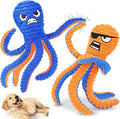 Zeaxuie Interactive Dog Toys, 2 Pack No Stuffing Dog Toys for Teething, Squeaky Chew Toy to Keep Them Busy for Small and Medium Breed, Crinkle Octopus