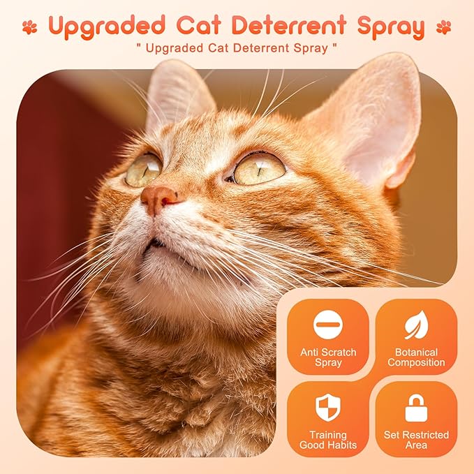 Cat Deterrent Spray to Stop Scratching Furniture- Natural No Scratch Spray for Cats with Plant-Based Citrus & Rosemary Formula- Anti Scratch Indoor Outdoor Protection for Sofa, Carpet, Plant, 100 ML