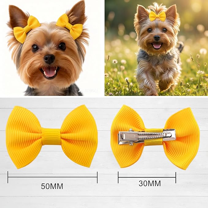 Hair Bows for Small Dog - 2 inch Pet Bowknots 60pcs (30 Pairs) - Puppy Dogs Grooming Hair Accessories - Dog Hair Clips for Yorkie, Maltese, Shih Tzu