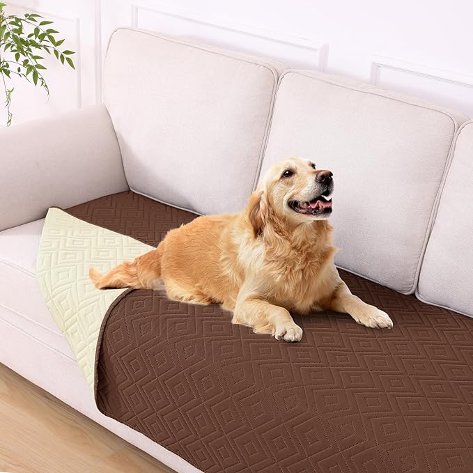 hyha Waterproof Dog Blanket, Soft Dog Bed Cover Pet Blankets, Waterproof Sofa Couch Cover for Dogs Washable, Reversible Pet Couch Covers for Sofa Furniture (40x80 Inch, Brown/Beige)