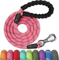 NTR 3FT Heavy Duty Dog Leash Pink Rope Dog Leash with Swivel Lockable Hook and Comfortable Padded Handle Cat Puppy Leash Lead Small Medium Large Dogs Training Playing Camping,or Backyard 3ft*1/2Inch