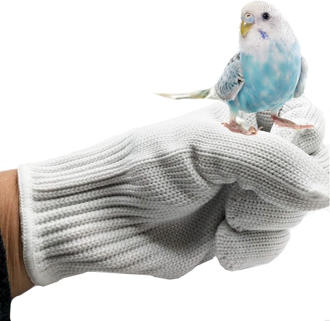 alfyng Bird Training Anti-Bite Parrot Chewing Protective Gloves, Small Animal Handling Gloves for Parrotlets Cockatiels Finch Macaw (1 Pair White)