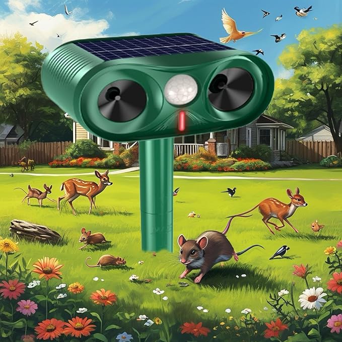 Cat Repellent Outdoor - Animal Repellent Ultrasonic Outdoor - Motion Activated & Waterproof, Stray Cat, Raccoon, Squirrel Deterrent for Yard, Garden - Humane Animal Repeller with Dual Ultrasonic