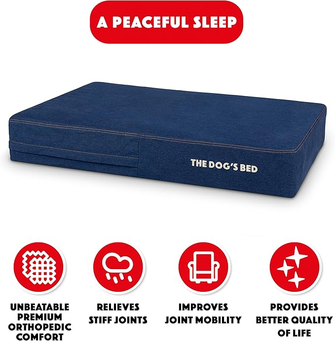 The Dog’s Bed Orthopedic Memory Foam Dog Bed Mattress, Oxford Fabric, Real Blue Denim, Large, 6-Inch