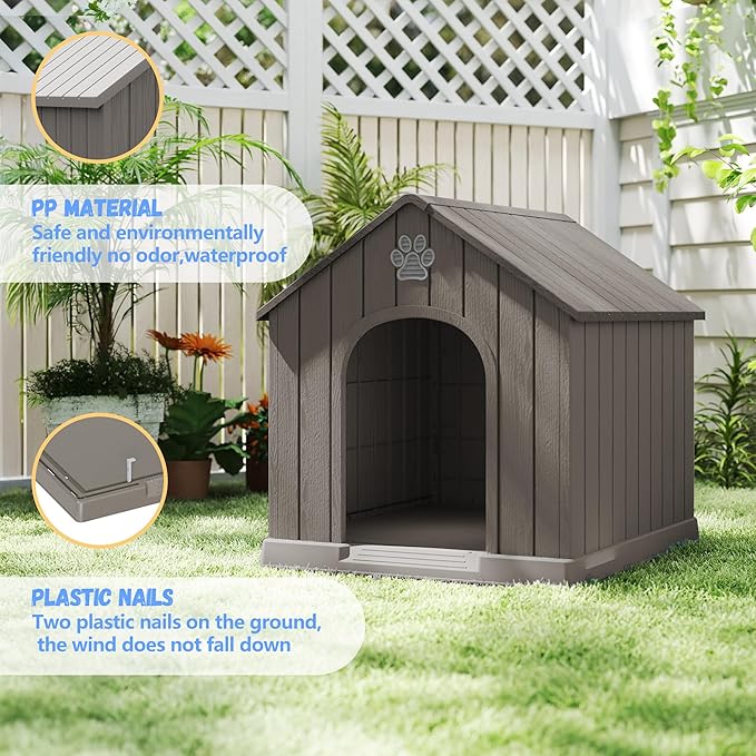DRATO Dog House Resin Outdoor Dog Kennel - Weatherproof Small Dog House for Indoor Use