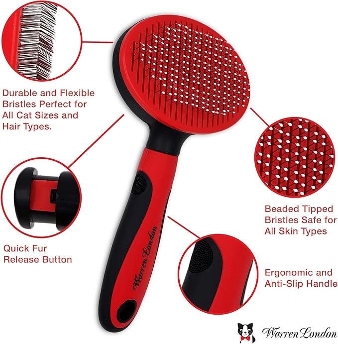 Warren London Cat Detangler Spray Bundle with Pin Brush for Matted Hair | Leave in Conditioner Pet Detangling Spray that Demattes & Refreshes | 8oz w/Pin Brush