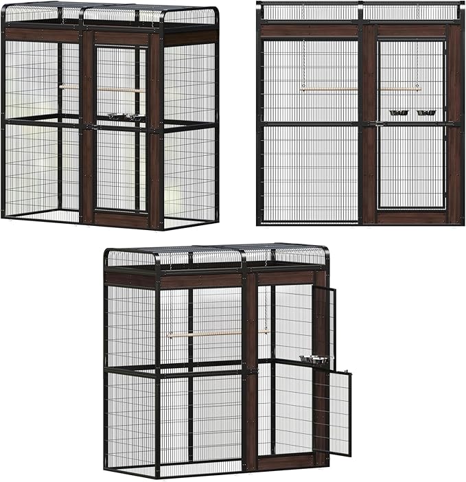 Large Bird Cage for Parakeets Outdoor Bird Aviary Parrot Cage with Perch, Birdcage for Macaws Canaries Parrots Budgie Lovebirds-Black (2 Box Set)