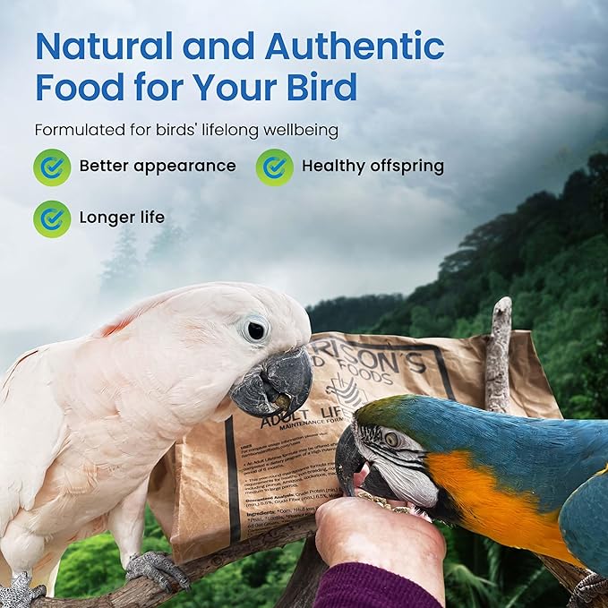 Harrison's Bird Foods Adult Lifetime Coarse Certified Organic Non-GMO Daily Maintenance Formula for Medium to Large Birds, Parrots, Cockatoos, Macaws etc, Suitable for All Life Stages 11.3kg/ 25lb