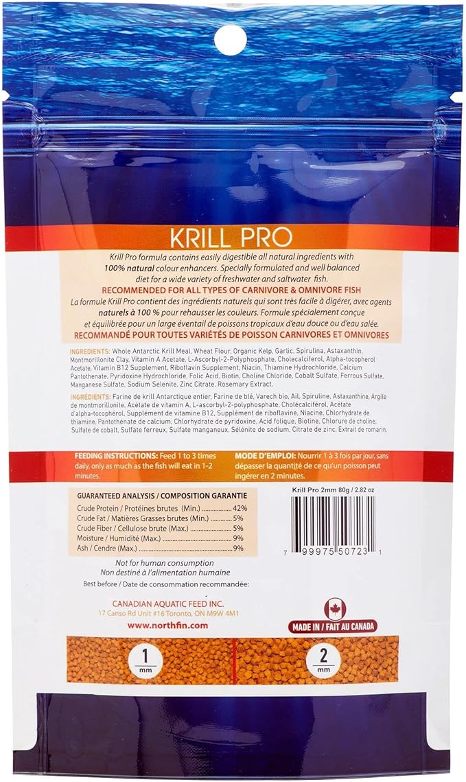 Northfin Fish Food Krill Formula Slow Sinking Pellets (1mm 500g)