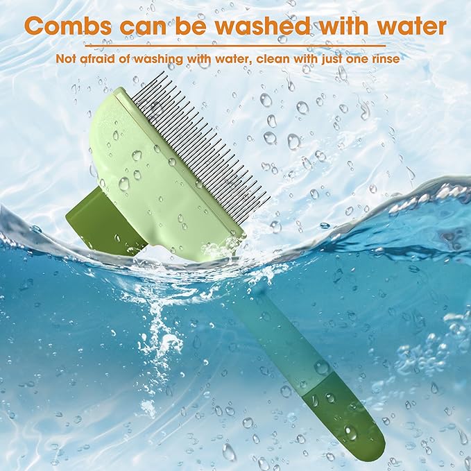 Cat Hair Brush & Dog Brush, Deshedding Brush for Long or Short Haired Pets, Removes Loose Fur, Durable Stainless Steel & ABS Design (green)