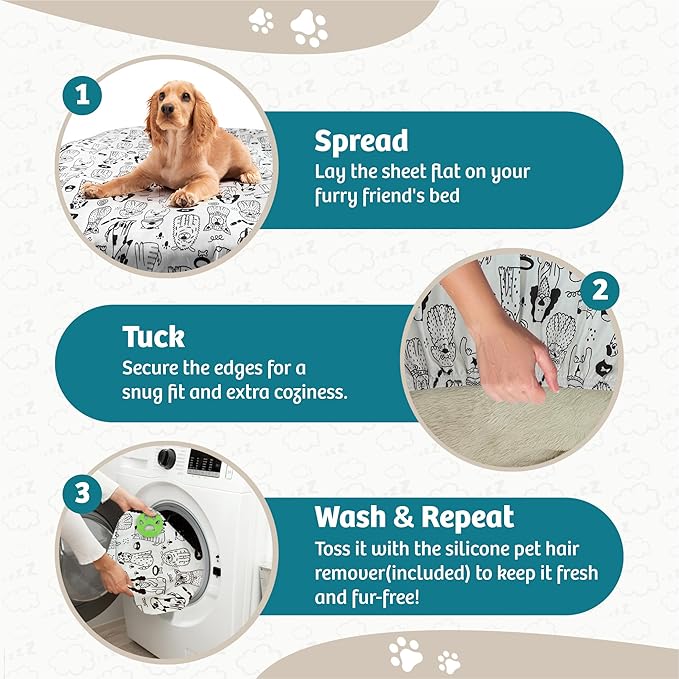Round Dog Bed Covers Replacement Washable, Dog Bed Washable Cover, for All Shapes (Medium (Up to 36″), Doodle Dogs)