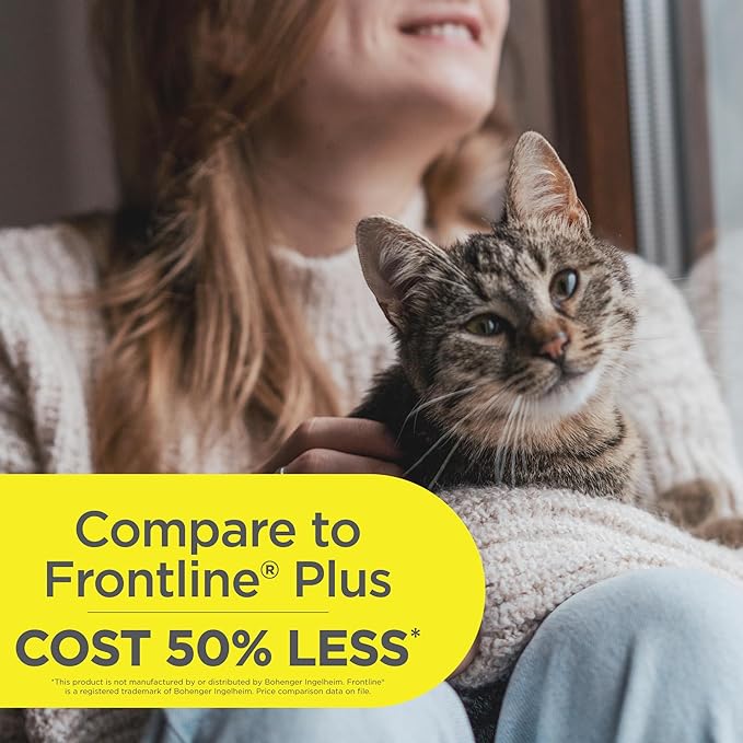 TevraPet FirstAct Plus Flea and Tick Prevention for Cats Over 1.5lbs, 6 Monthly Doses, Topical Drops