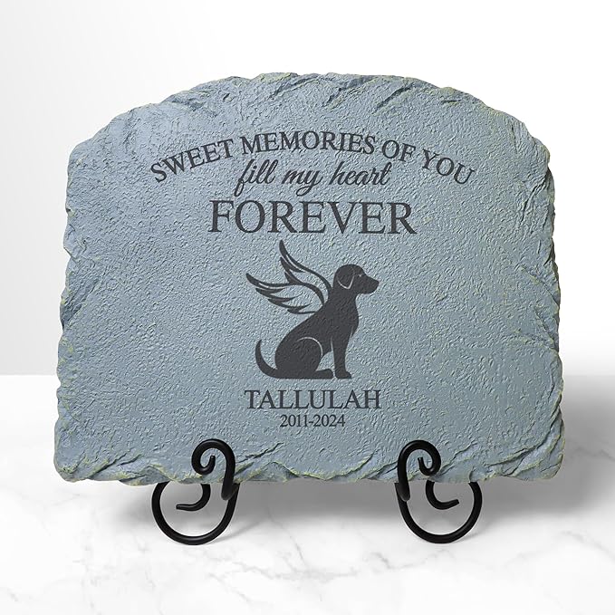 Let's Make Memories Personalized Forever Friend Pet Memorial Stone - Dog - Sympathy Garden Marker