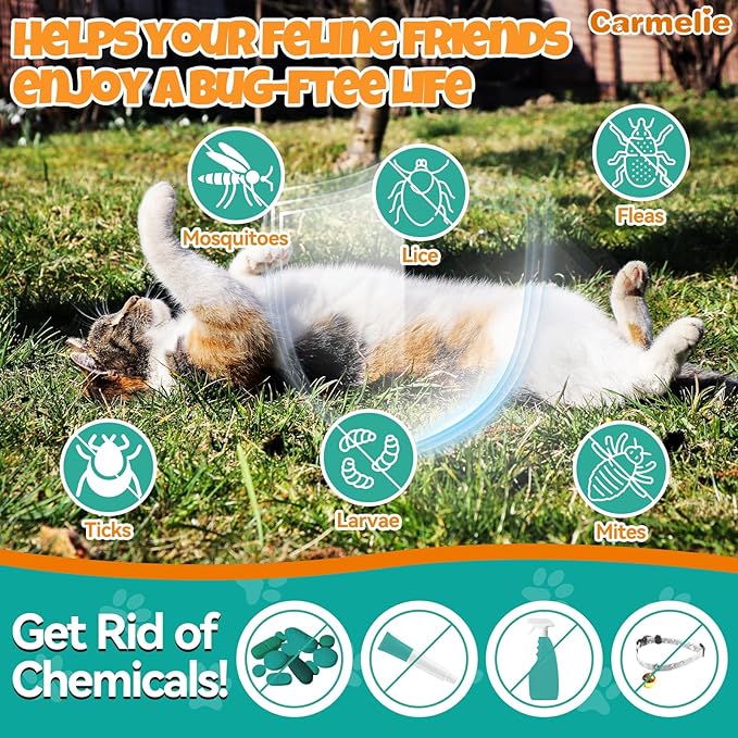 Flea and Tick Support for Cats & Natural Yeast Relief for Dogs, Natural Liquid Drops for All Breeds, Kittens to Senior Cat