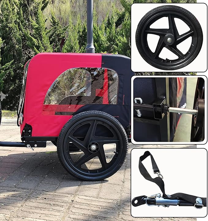 2-in-1 Dog Bike Trailer & Pet Carrier with Quick-Release Wheels, Foldable Steel Frame & Non-Slip Floor, 88 lbs Capacity for Medium/Small Dogs, Compatible with 20"-29" Bicycles
