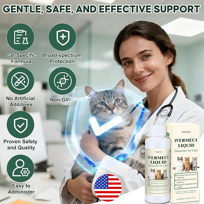 Yakucho lvermect for Cat, Dewomax Liquid Digestive Support, Broad Spectrum Gut Balance Formula for Kittens & Adult Cats – Supports Internal Cleanse & Natural Wellness – 3.5 oz (100ml)