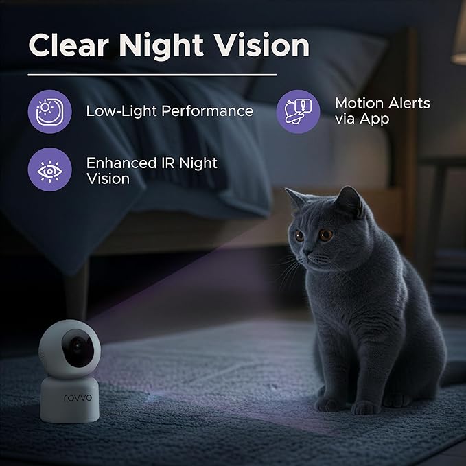 Pet Vision 360 – Smart Indoor Pet Camera with Pan & Tilt View, 1080p HD, Auto Motion Tracking, Two-Way Audio, Night Vision & App Control.