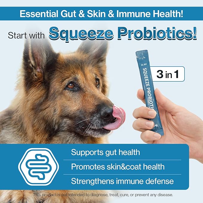 Doctor By Squeeze Probiotics for Dogs Gut Health Immunity Skin&Allergy Care Diarrhea Relief Digestive Stomach Support with L. crispatus KT-11 Lickable Paste Formula Individually Packaged, Chicken