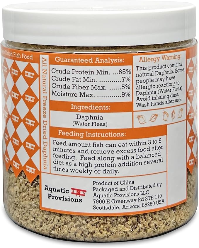 Freeze Dried Daphnia 1 oz, Fish Food for Freshwater and Marine Aquarium Fish, Invertebrates, and Fry