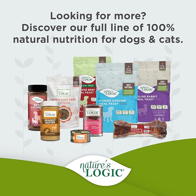 Nature's Logic 100% Natural Pine Pellet Cat Litter - 100% Ponderosa Pine, Dust-Free, Unscented, Biodegradable - Safe for Cats, Kittens, Reptiles & Small Pets - Highly Absorbent - 24 lb Bag