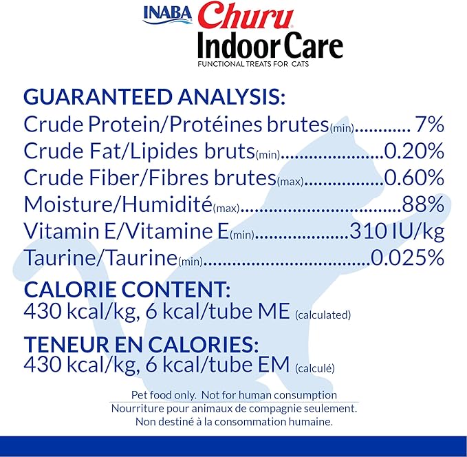 INABA Churu Hairball Control, Functional, Creamy Lickable Purée Cat Treat with Taurine & Vitamin E, 0.5 Ounces Each, 24 Tubes (4 per Pack), Tuna Recipe - Packaging May Vary*