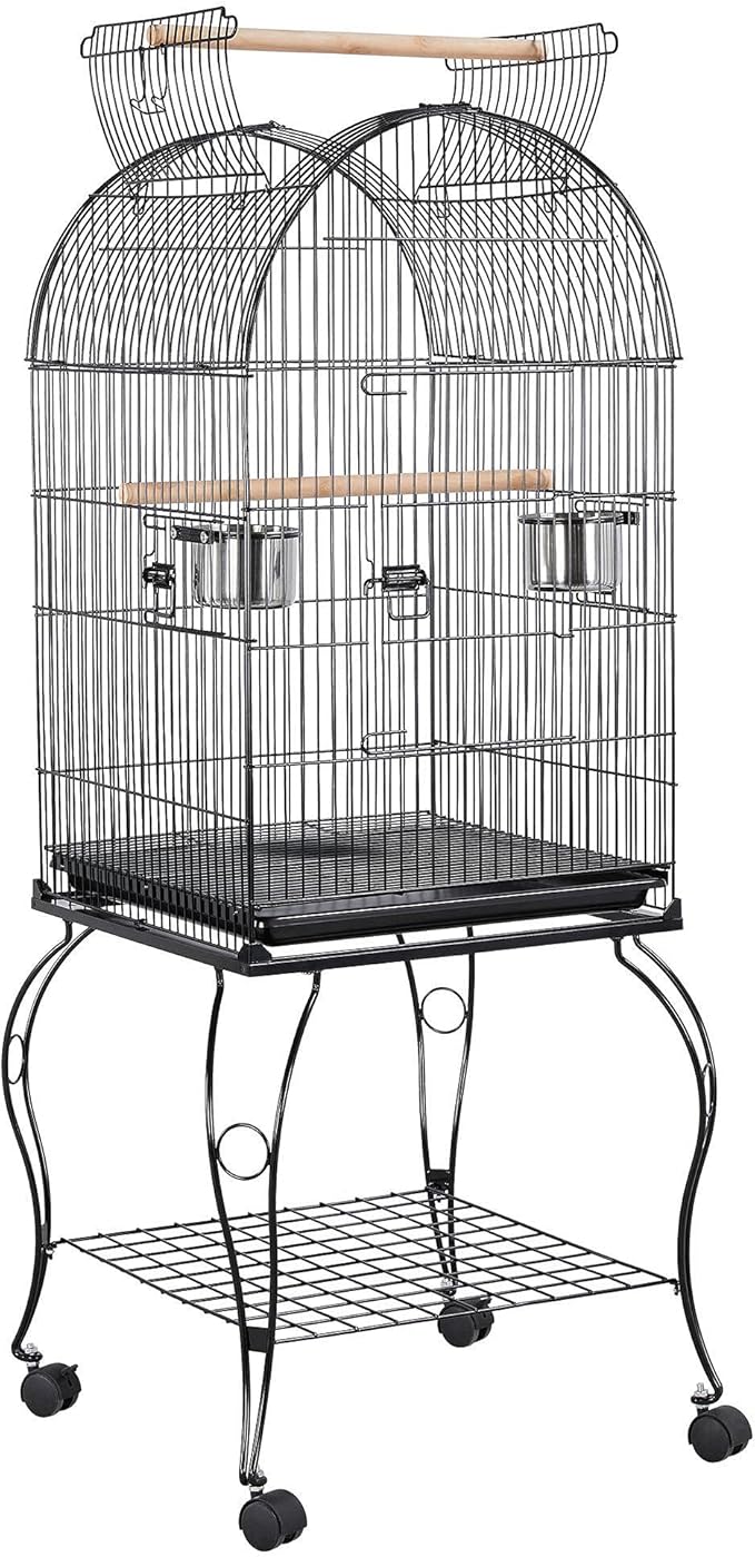 Yaheetech 59-inch Dome Open Top Large Medium Parrot Bird Cage On Stand for Sun Parakeets Conures Quaker Parrot Rolling Cockatiel Bird Cage