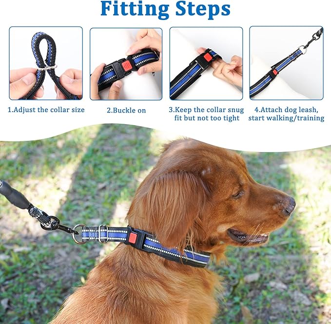 Mayerzon Martingale Collar for Dogs, No Pull Dog Collar with Reflective Strip for Small Medium Large Dogs, Anti Pulling Dog Collar with Buckle for Walking Training, Safe for Night Walk(Black, S)