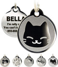 Stainless Steel Cat ID Tags - Engraved Personalized Cat Tags Includes up to 4 Lines of Text with Kitty Face Shape