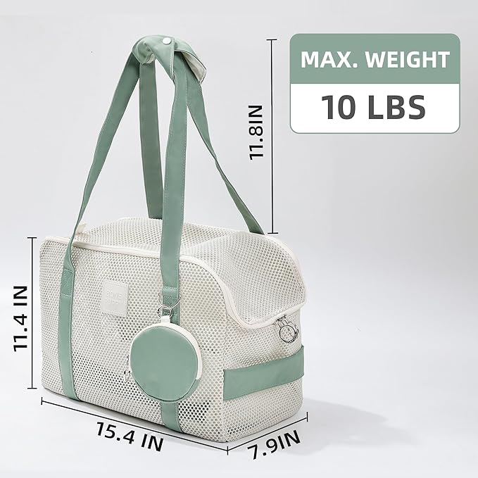 Pet Breathable Mesh Tote Bag, Pet Hands-Free Shoulder Bag,Dog and Cat Lightweight and Comfortable Pet Shoulder Bag, Pet Carrier Purse for Small Dog Cat（Can Hold 10 Pounds）