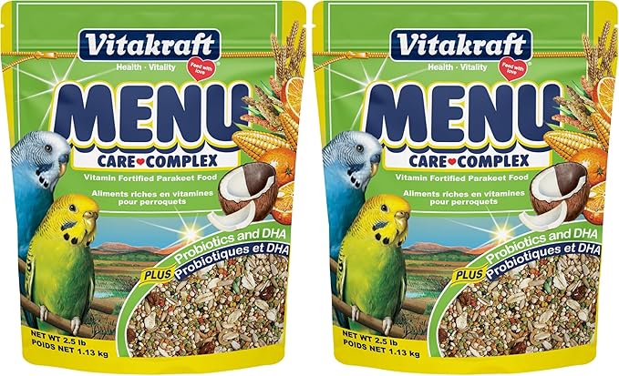 Vitakraft Menu Premium Parakeet Food - Vitamin-Fortified - Daily Pet Bird Food,2.5 pounds,(Pack of 2)
