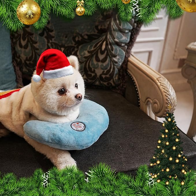Cat Pillow, Dog Pillow, Claming Pillows for Small Dogs and Cats, Joint Relief Sleeping Improve Pet Neck Pillow， Deep Sleep Fluffy & Cozy Pet Calming Toy，Machine Washable(2 Pack(Blue&White))