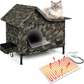 Heated Cat House,Removable Weatherproof Cat Houses for Outdoor Cats with Heating Pad (Camo, Medium)