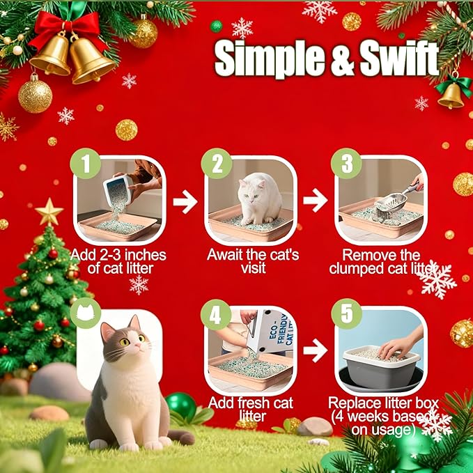 Disposable Litter Boxes for Cats Large: 6-Pack Leak-Proof Sustainable for Indoor/Travel Use Standalone or as Liner 17.5'' x 13.5''