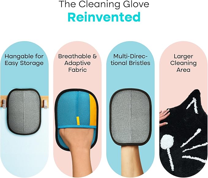 Uproot Clean Pet Hair Removal Glove for Cats & Dogs: Infinitely-Reusable Electrostatic Pet Hair Remover Glove for Any Fabric - Cleans Furniture, Clothes, Car Upholstery, & More