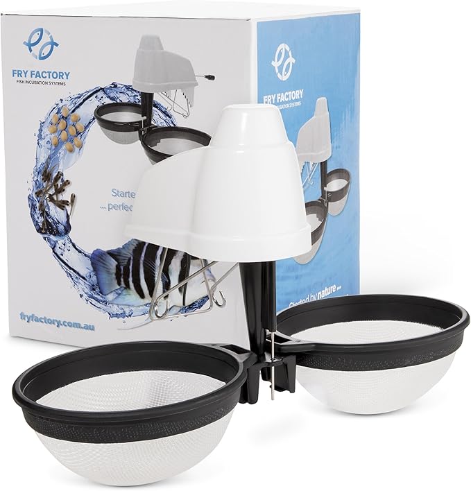 Fish Egg Hatchery Incubator Tumbler by Fry Factory, Catfish and Cichlid Breeding Hatcher Box - Double Net, Baby Eggs Breeder for Aquariums,12 Volt, Automatic, Patented.
