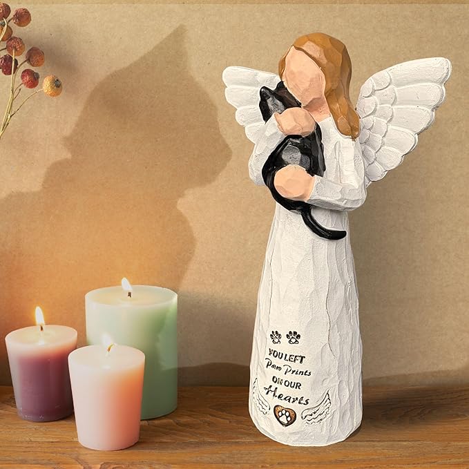 Cat Memorial Gifts - Angel Statue, Black, Polyresin, Pet Memorial Products, Sculpture