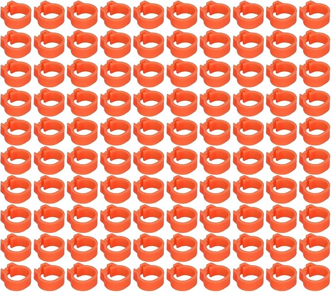 Fydun 100PCS S Leg Rings, 8mm Pigeons Identification Poultry Plastic Bird Foot Clip Pool Vacuum Hoses Bands No Words SuppliesOrange Health Supplies Band for Identify Orange (Orange)