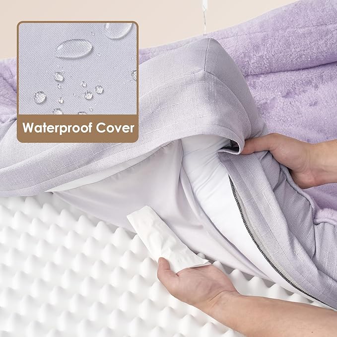 EHEYCIGA Orthopedic Dog Bed for Large Sized Dog, 36x27x7 Inch Large Memory Foam Dog Couch Bed with Sides, Waterproof Liner & Washable Removable Cover, Bolster Pet Sofa, Purple