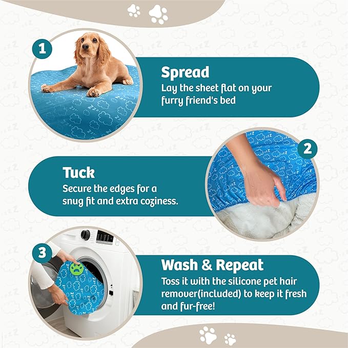 Round Dog Bed Covers Replacement Washable, Dog Bed Washable Cover, for All Shapes (X-Large (Up to 55″), Cloud Nine)