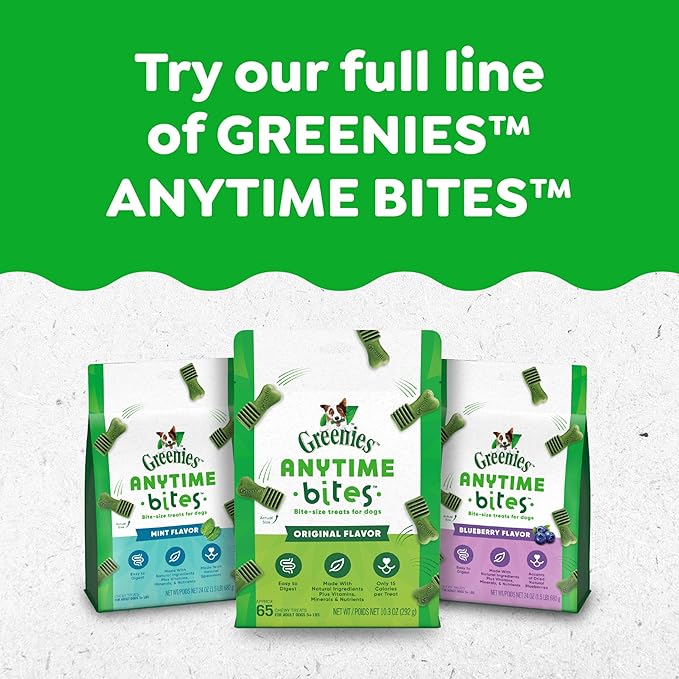 Greenies Anytime Bites Dog Treats, Blueberry Flavor, Dog Training Treats, 24 oz. Bag