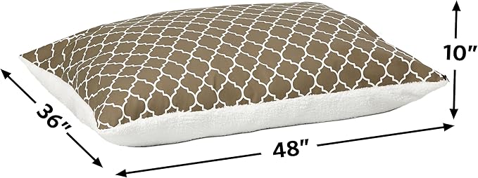 MidWest Homes for Pets Quiet Time Teflon Brown Pillow Dog Bed 48x36, 36 x 48, Large Dog Breed, Brown Geometric Pattern