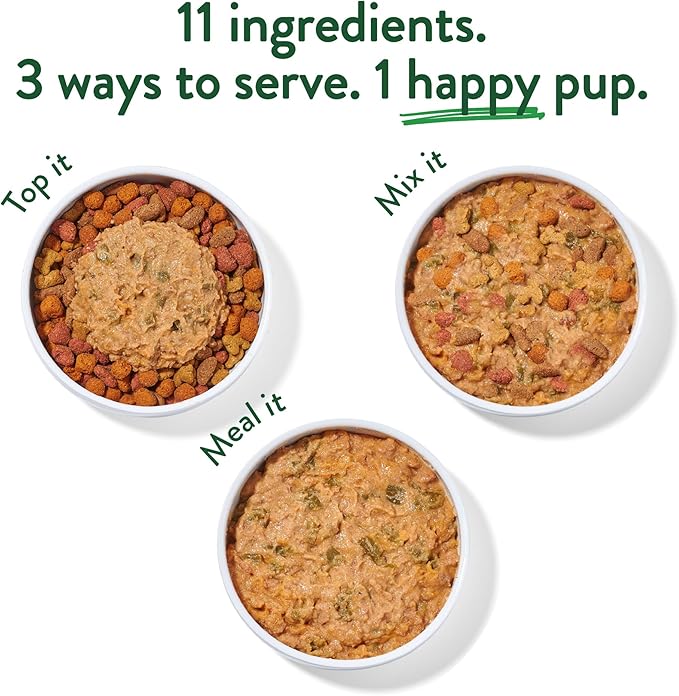 Portland Pet Food Company Fresh Dog Food Pouches - Human-Grade Toppers Wet Meal & Mixers - Grain-Free Limited Ingredient Grandma Ada's Turkey & Yams - Small & Large Breed Puppy & Senior Dogs - 5 Pack