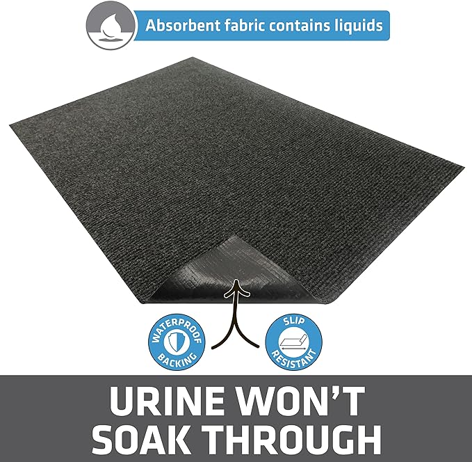 Drymate Cat Litter Box Mat, Litter Trapping Mat, Waterproof, Urine-Proof, Absorbent, Machine Washable, Soft on Paws, Contains Mess, Protects Floors, Kitten Supplies, Charcoal, 30x45 Jumbo XXL