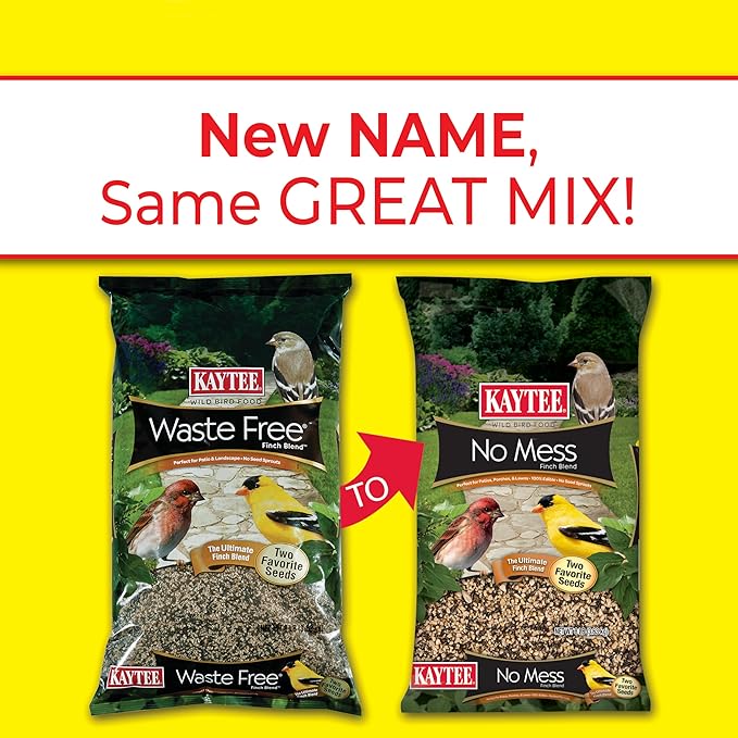 Kaytee No Mess Finch Seed and Nyjer Blend, Attracts Goldfinches, Chickadees, Junos, Finches and Other Wild Birds, 8 Pounds