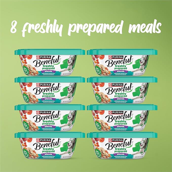 Purina Beneful Freshly Prepared Blends Wet Dog Food With Lamb, Brown Rice, Carrots and Tomatoes - (Pack of 8) 10 oz. Tubs