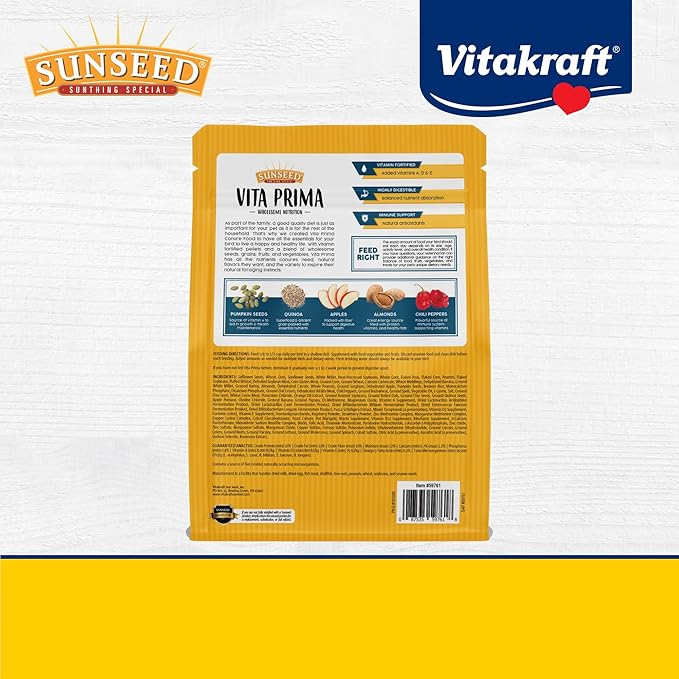Sunseed Vita Prima Conure Food – Nutrient-Rich Blend with Fruits, Vegetables & Seeds Supports Healthy Feathers, Eyes & Active Energy – 3 lb Bag