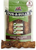 Redbarn Natural Dur-A-Bulls Treats for Dogs - 3 Large Braids - Hickory Flavor - Made in USA Long Lasting 100% Edible No Artificial Ingredients or Plastic