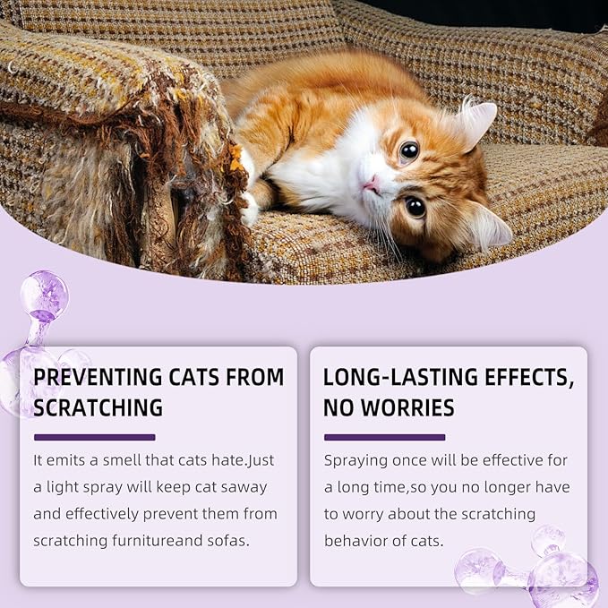 Natural Cat Restricted Area Spraying, Pet Training Spray for Cats and Dogs – Stops Chewing, Licking & Peeing – Teaches Pets Where Not to Go – Safe Indoor & Outdoor Use