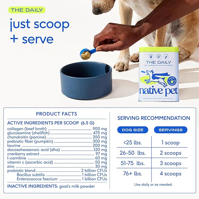 Native Pet Dog Vitamins & Supplements - 11-in-1 Vitamin Powder for Dog Food Topper (60 Scoops) & Omega 3 Fish Oil for Dogs & Cats - Promotes Healthy Skin, Shiny Coat, & Strong Joints (8 Oz)